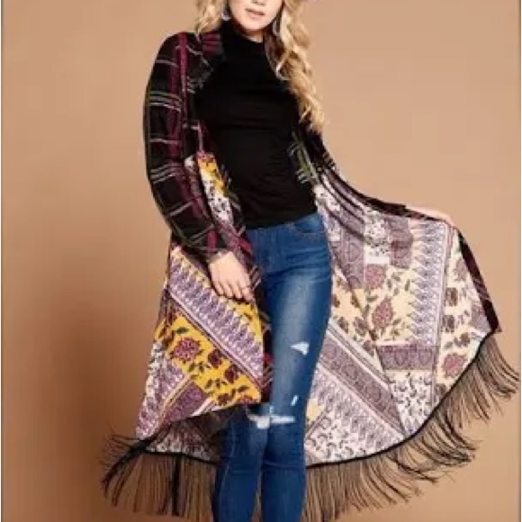 ODDY Dresses & Skirts - ODDY Boho Chic Vibrant Patterned Fringe Dress Or Duster